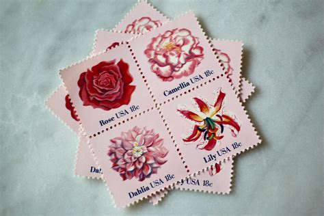 Pink Flower Postage Stamps 12 Unused Vintage Postage Stamps Etsy