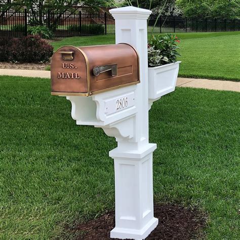 Mayne Signature Plus Mailbox Post White New England Styled Mailbox