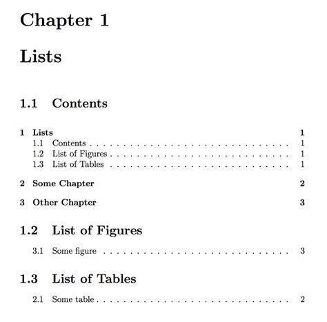 Table Of Contents List Of Figures And Tables As Sections In A Report