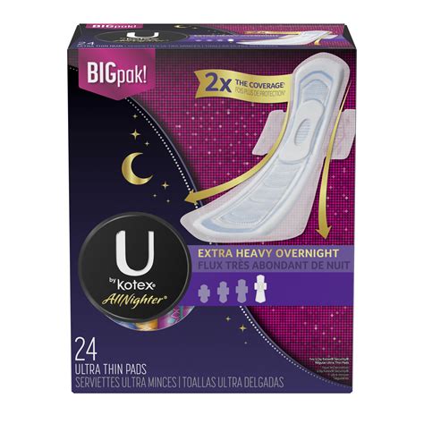 U By Kotex Cleanwear Ultra Thin Pads With Wings Extra Heavy Overnight