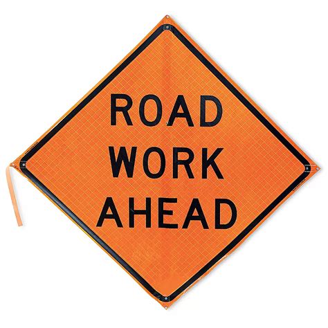 Roll Up Traffic Sign Road Work Ahead H 5493 Uline