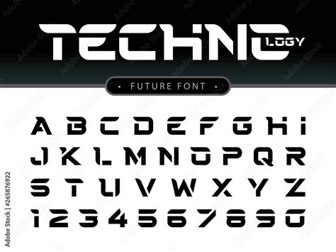Vector Of Futuristic Alphabet Letters And Numbers Future Techno