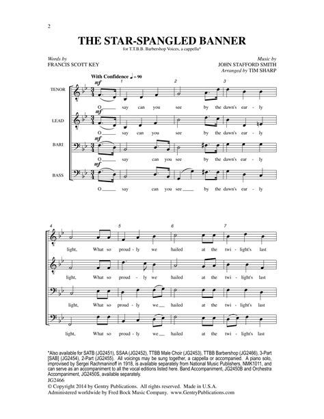 The Star Spangled Banner Sheet Music Tim Sharp Ttbb Choir