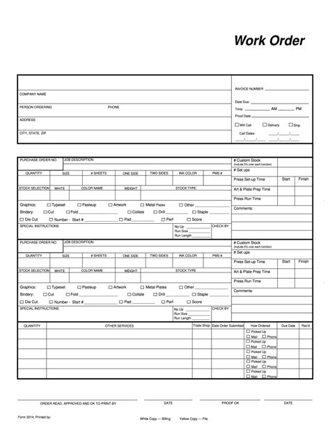 Blank Work Order Forms Fill Online Printable Fillable Blank