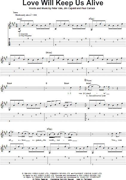 Love Will Keep Us Alive Guitar Tab Play Along Zzounds