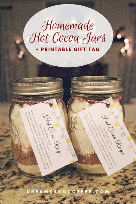 homemade hot cocoa t jars with free printable t tag recipe hot cocoa t homemade