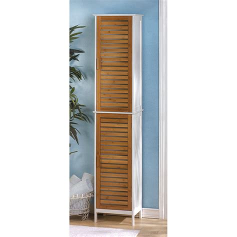 The addition of a few well placed cabinets can take care of that problem altogether. Modern 75" Tall White Bamboo Slats Bathroom Linen Towel ...