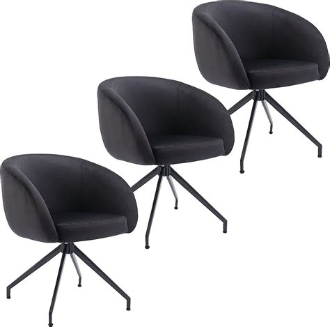 lukealon velvet swivel boucle chairs set of 3 upholstered dining chairs with black
