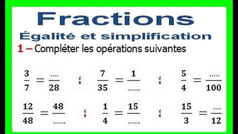 Maths 3eme nombre du jour exercice math exercices mathématiques feuilles d'exercices planificateur annee enseignement jour j. Maths 6ème - Fractions égalité et simplification Exercice ...
