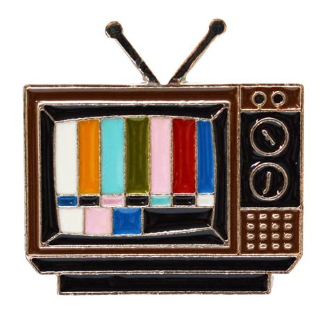 Enamel Pin Retro Television Test Pattern Atomic Cherry