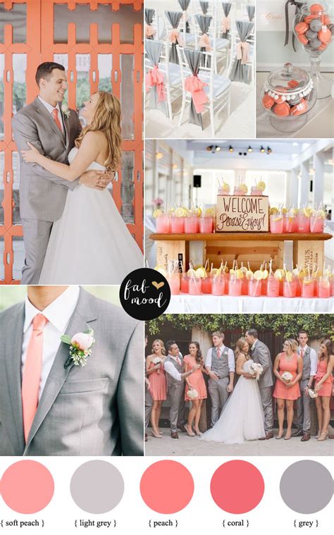 Peach Coral And Grey Wedding Palette Wedding Colors