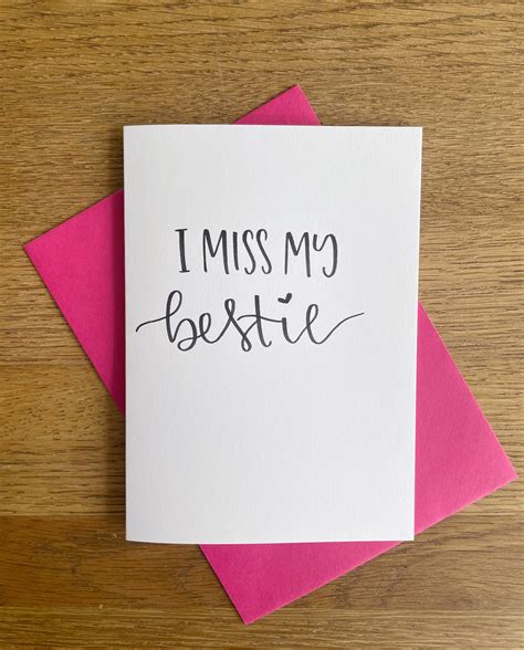 I Miss My Bestie Lettered Greetings Card Etsy Uk