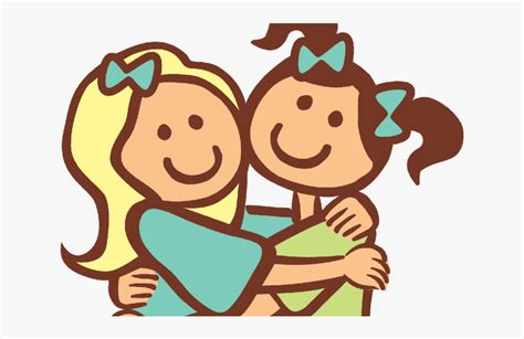 Girls Hugging Cartoon
