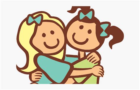 girls hugging cartoon