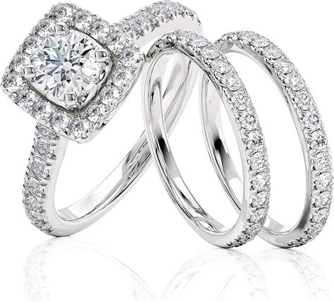 Diamond Wedding Sets Cheap 2 Carat Three Stone Trilogy Princess