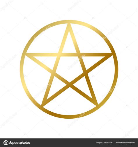 Wicca Pentagram Faith Symbol Isolated Occultism Religious Golden Star