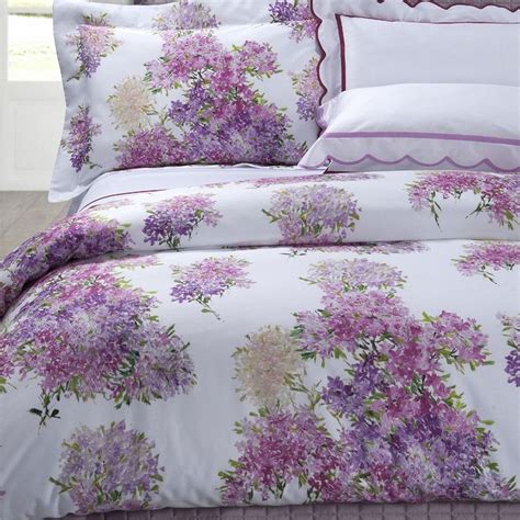 Purple Lavender Floral Bedding Digitally Printed Bouquets Of Lilacs