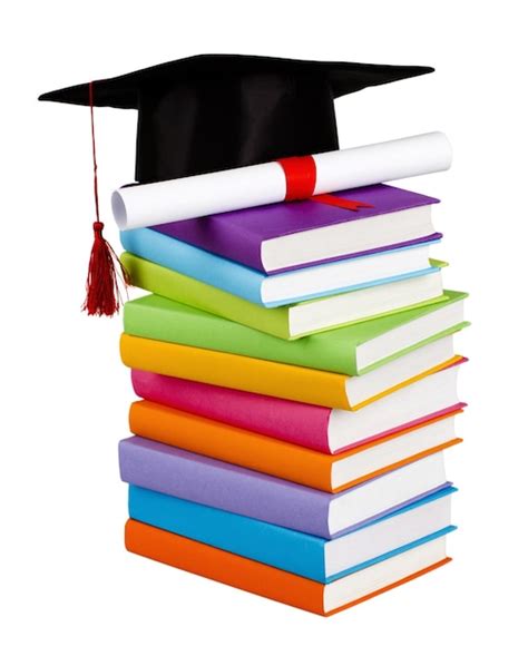 Premium Photo Graduation Cap And Diploma On Top Of Books Isolated Image
