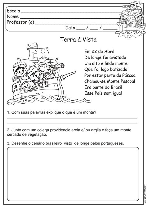 Atividade Sobre O Descobrimento Do Brasil 4 Ano