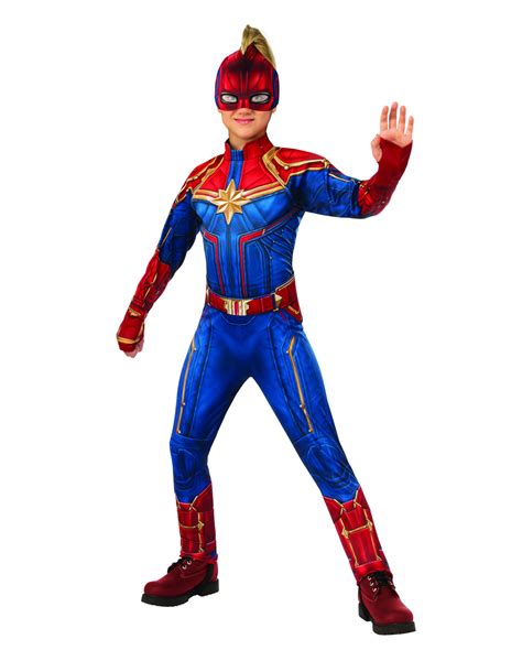 Der jumpsuit aus leuchtend rotem und blauen stoff. Marvel - Captain Marvel Kinder Jumpsuit Kostüm | Karneval ...