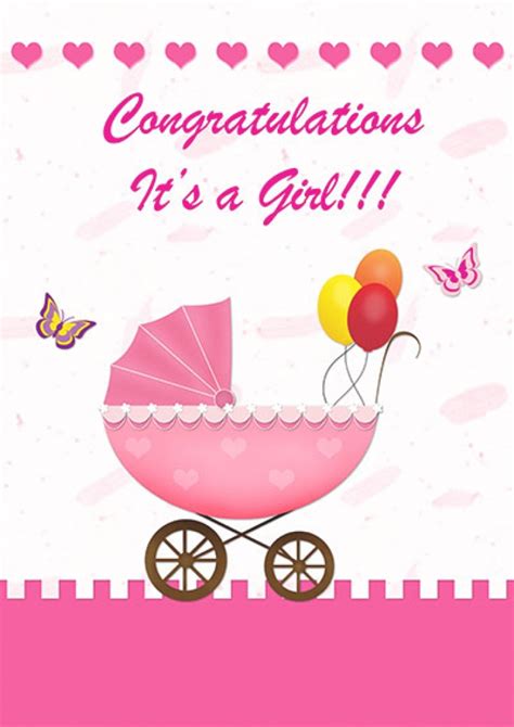 Congratulations On Your Baby Girl Free Printable Cards Printable Free