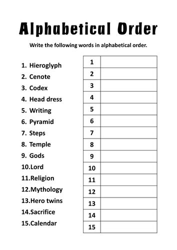 How to sort alphabetically ascending/descending order in ms word. ANCIENT MAYA TEACHING RESOURCES HISTORY KEY STAGE 2 ...