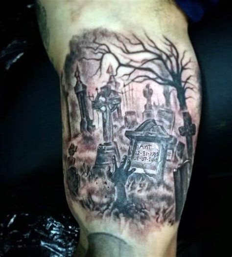 40 Graveyard Tattoo Designs For Men Earthy Ties Left Behind