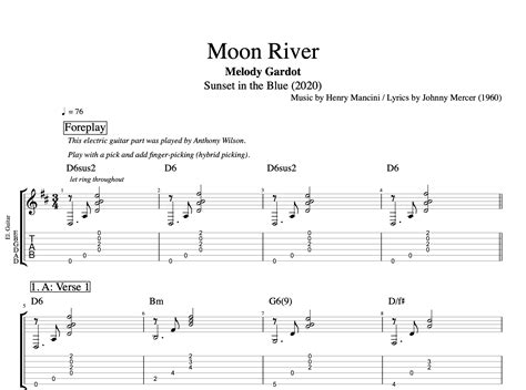 Moon River · Melody Gardot Guitar Voice Bass Tabs Sheet