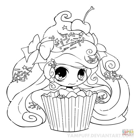 Chibi Cupcake Girl Coloring Page From Anime Girls Category