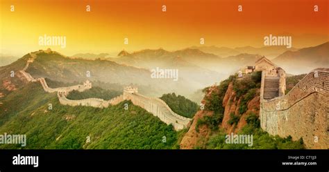 Great Wall Of China At Sunrise Stock Photo Alamy