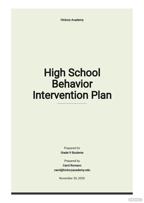 High Babe Behavior Intervention Plan Template Google Docs Word Apple Pages PDF Template Net