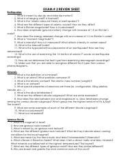 GEOL A105 EXAM 2 Fall 2016 Review Sheet EXAM 2 REVIEW SHEET