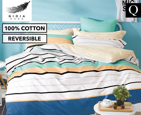 Gioia Casa Dorel 100 Cotton Reversible Queen Bed Quilt Cover Set
