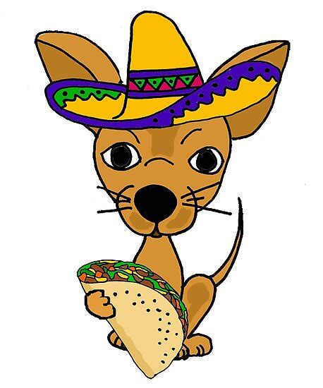 Cute Funny Chihuahua Puppy Dog Eating Taco Cartoon
