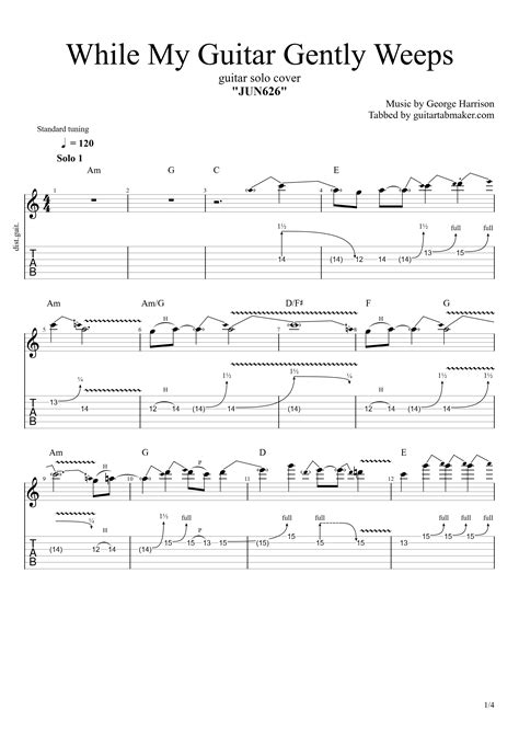 While My Guitar Gently Weeps Guitar Solo Tab