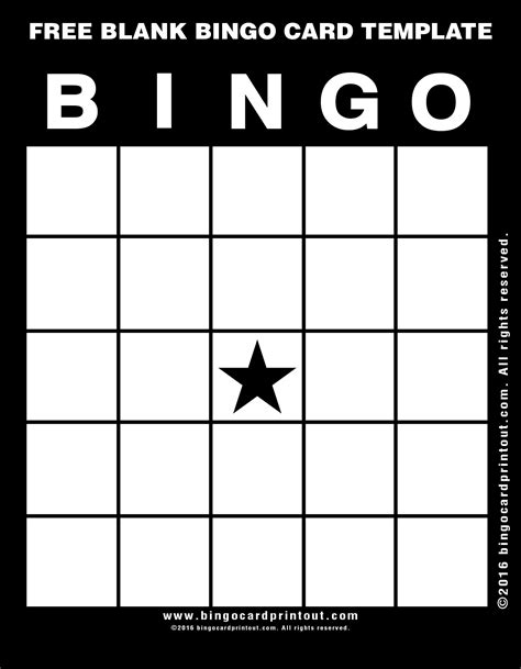 Free Blank Bingo Card Template