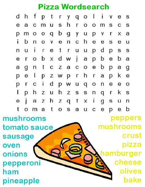 Food Word Search Puzzles Fun Coloring Sheets