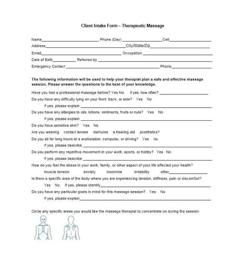 59 best massage intake forms for any client printable templates in 2020 massage intake forms