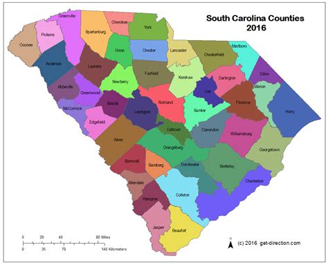 South Carolina County Map Printable