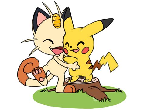 Meowth And Pikachu Hug Pikachu Pokemon Fan Art