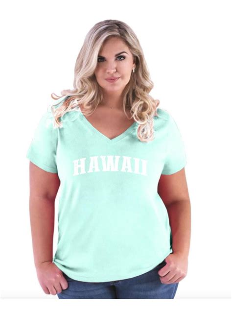 Moms Favorite Womens And Womens Plus Size Hawaii Curvy V Neck T