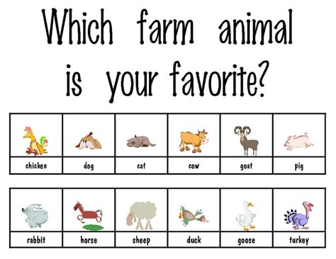 Which Farm Animal Is Your Favorite Worksheet For Pre K Kindergarten