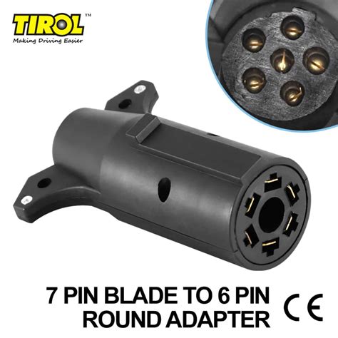 Tirol 7 Pin Blade To 6 Pin Round Trailer Adapter Trailer Light Plug