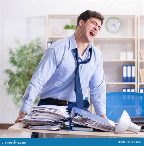 Angry Businessman Frustrated With Too Much Work Stock Image Image Of