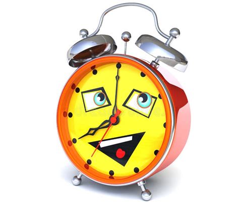 Alarm Clock With Smiley Face Stock Illustrationer Illustration Av
