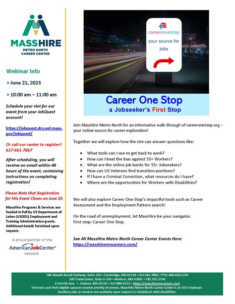 Careeronestop Jobseekers 1st Stop Masshire Metro North Career Center