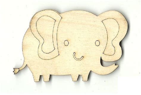 Elephant Laser Cut Out Engraved Unfinished Wood Shape Craft Etsy