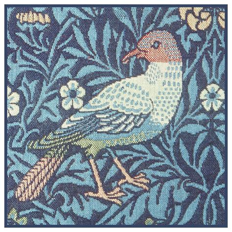Blue Bird Detail Arts And Crafts William Morris Design Counted Cross S