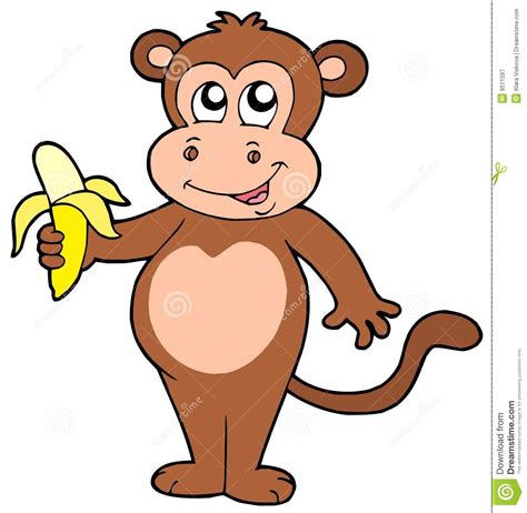 Cute Monkey With Banana Royalty Free Stock Photography