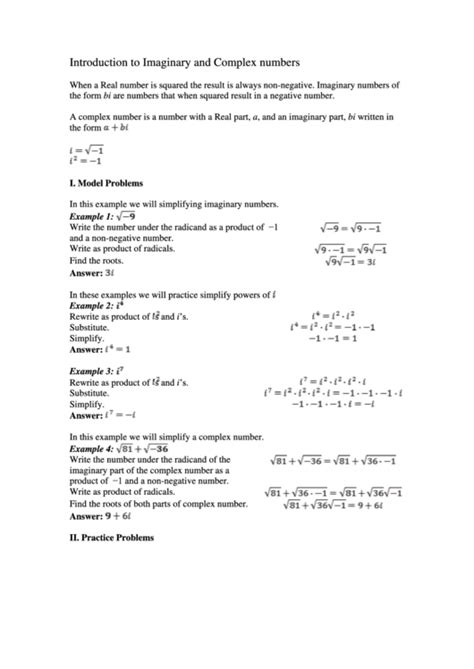 Complex Numbers Problems With Solutions